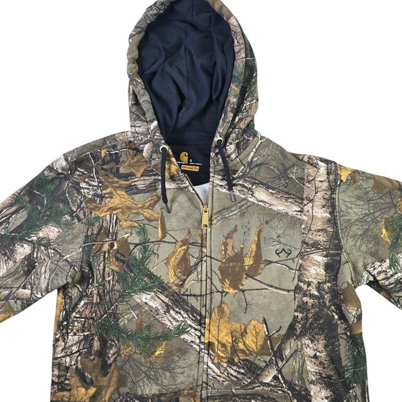 Carhartt Camo Full Zip Hoodie Men's Small Hooded Sweatshirt Hunting Realtree - Picture 4 of 10